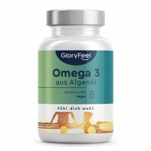 gloryfeel® Omega 3 vegan - Algenöl Kapseln hochdosiert mit 1.440 mg Omega 3 (432mg DHA & 216mg Epa)