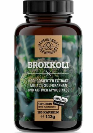 Scheunengut® Brokkoli Kapseln -Brokkoli 30:1 Extrakt + aktive Myrosinase- I 10% Sulforaphan I vegan