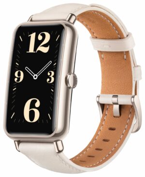 Huawei Watch Fit Mini Fara-B69 weiß Leder Armband Smartwatch Amoled Touchdisplay