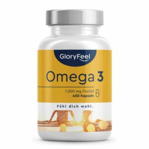 gloryfeel® Omega-3 - 1.000 mg Omega 3 mit 400 Kapseln- Für Gehirnfunktion & Sehkraft*