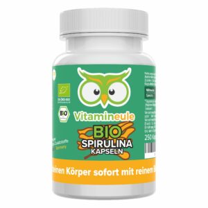 Bio Spirulina Kapseln - hochdosiert - Qualität aus Deutschland - ohne Zusätze - Vitamineule®