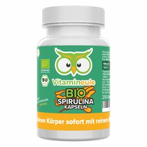 Bio Spirulina Kapseln - hochdosiert - Qualität aus Deutschland - ohne Zusätze - Vitamineule®