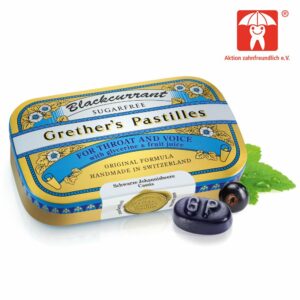 Grethers Blackcurrant Silber zuckerfreie Pastillen