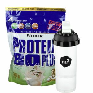 Weider Protein 80 Plus Pistazie + nu3 SmartShaker