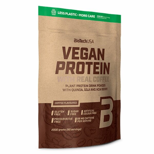 BioTechUSA Vegan Protein - Proteinkomplex mit zusätzlichen funktionellen Aminosäuren - Kaffee