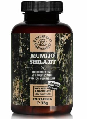 Scheunengut® Shilajit -Mumijo Shilajit Kapseln- rein & laborgeprüft I 50% Fulvinsäure 12% Huminsäure