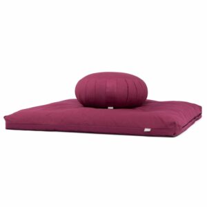 Medi-Set Eco: Meditationskissen Zafu ECO Kapok & Meditationsmatte Zabuton ECO Aubergine