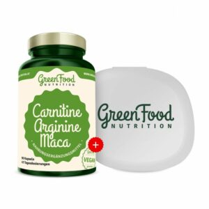 GreenFood Nutrition Carnitin + Arginin + Maca + Kapselbehälter
