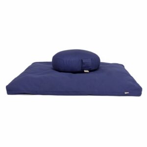 Medi-Set Eco: Meditationskissen Rondo Flach ECO Dinkel & Meditationsmatte Zabuton ECO Dunkelblau