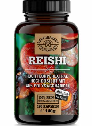 Scheunengut® Reishi - 20:1 Fruchtkörper-Extrakt I 40% Polysaccharide - 650mg - vegan