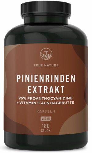 True Nature® Pinienrindenextrakt Kapseln - 32% OPC & Vitamin C (500 mg)